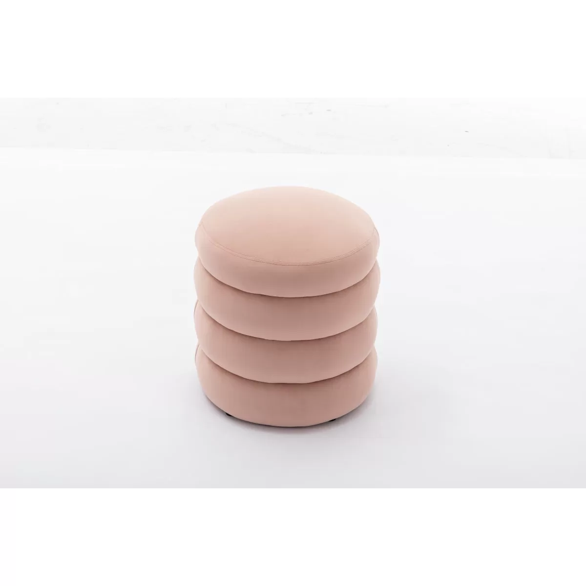 006-Soft Velvet Round Ottoman Footrest Stool, Pink