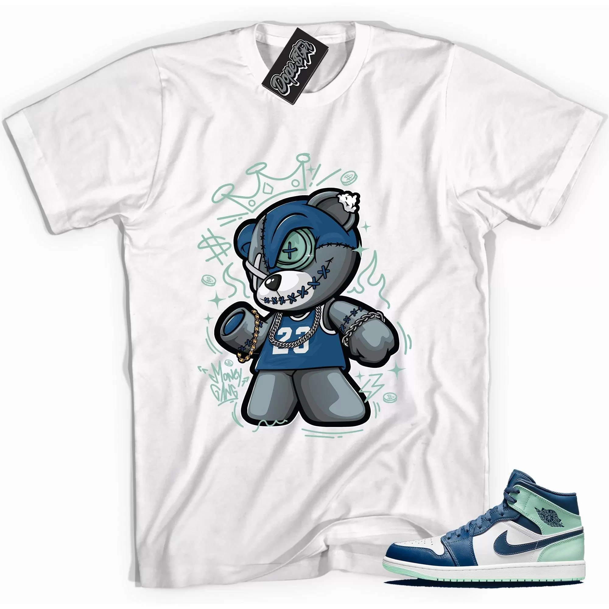 1 Mid Mystic Navy Mint Foam Shirt Gang Bear