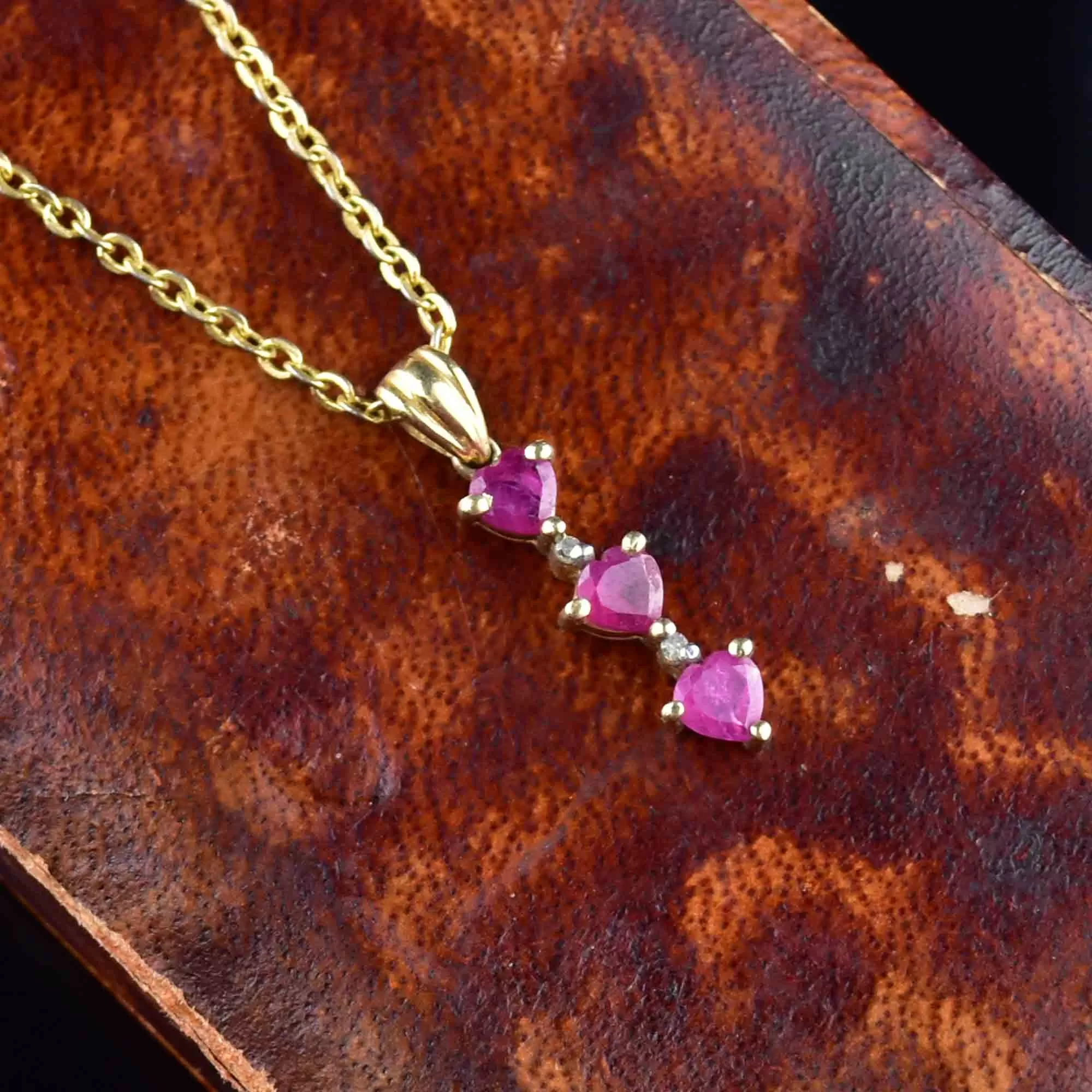 10K Gold Diamond Ruby Journey Pendant Necklace