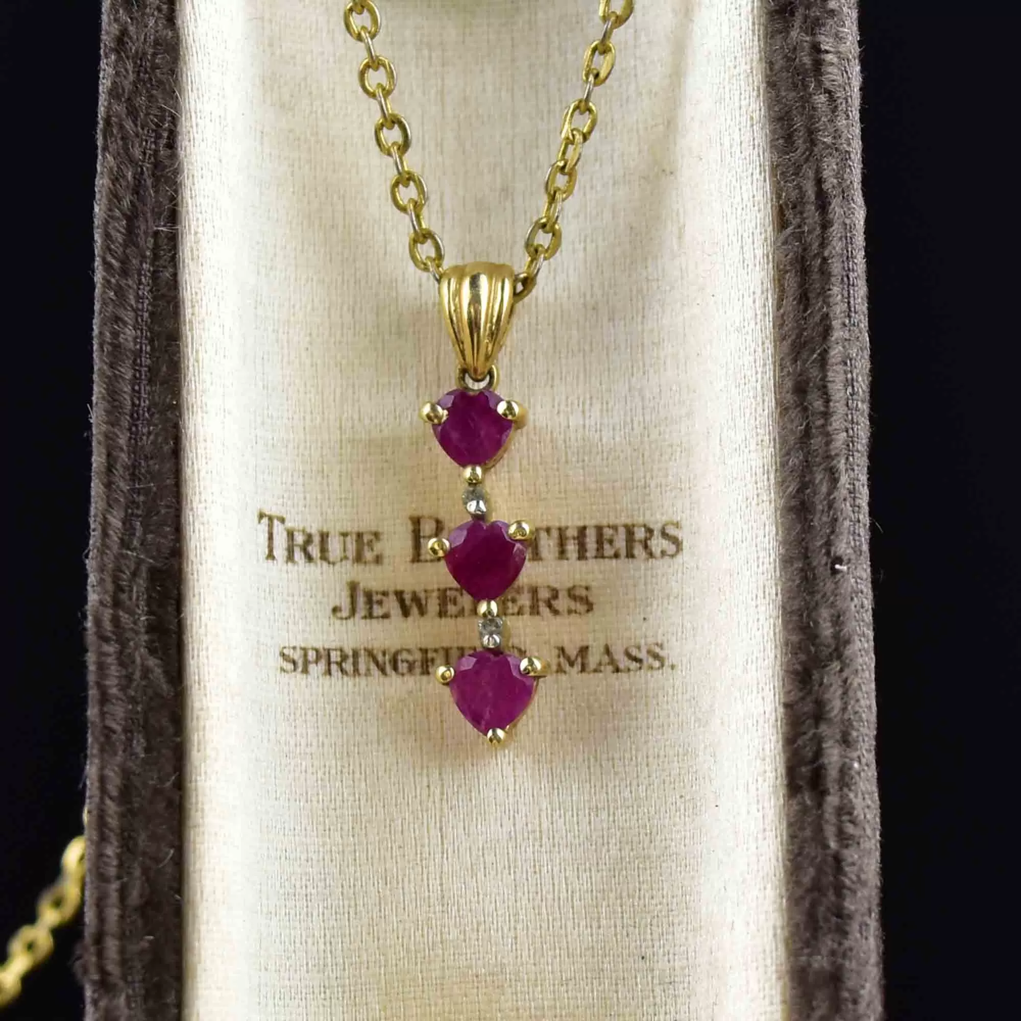 10K Gold Diamond Ruby Journey Pendant Necklace