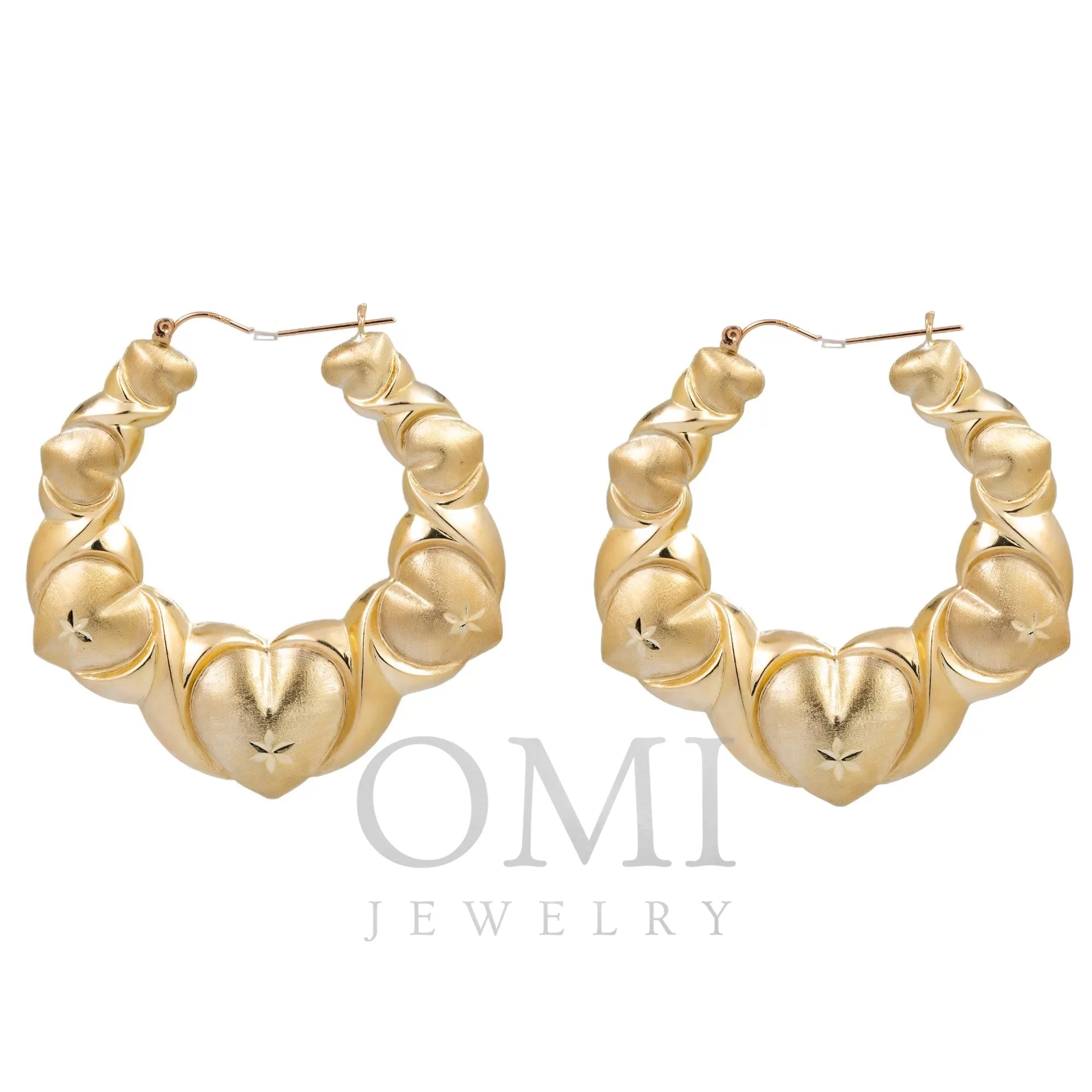 10K GOLD LADIES HEART HOOP EARRINGS