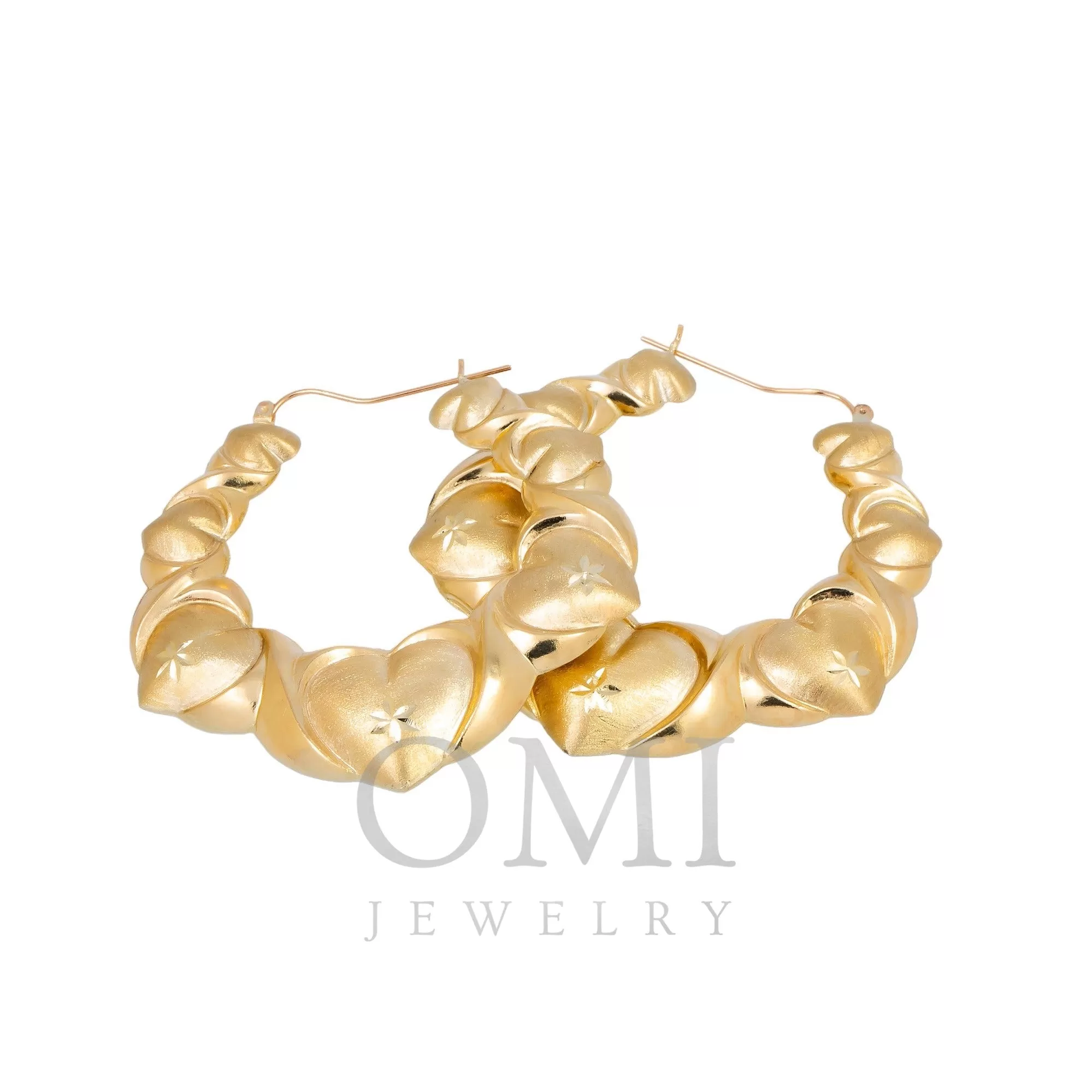 10K GOLD LADIES HEART HOOP EARRINGS