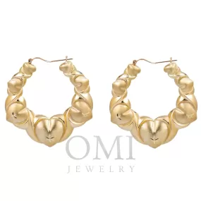 10K GOLD LADIES HEART HOOP EARRINGS