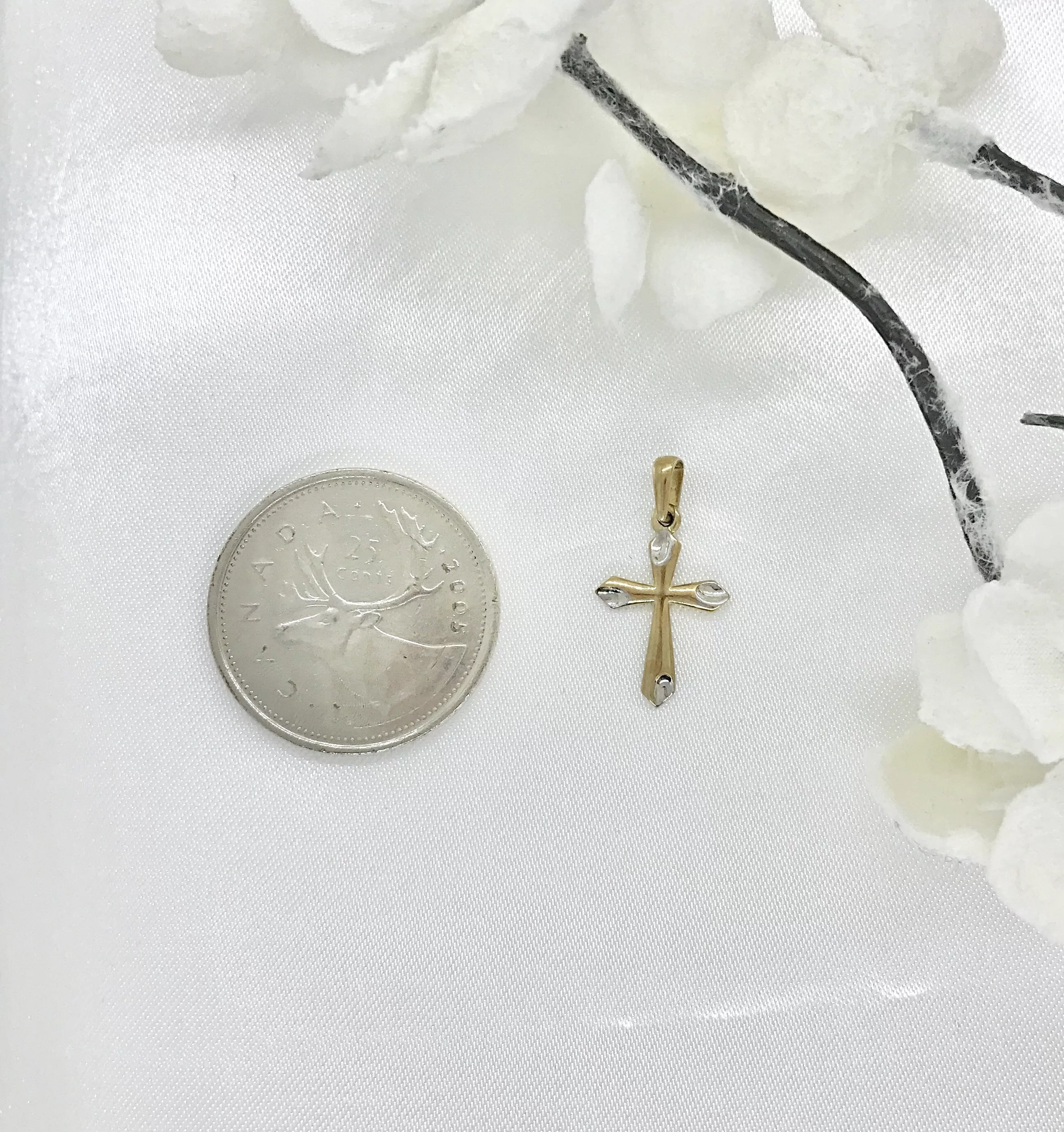 10k Two-Tone Gold Cross