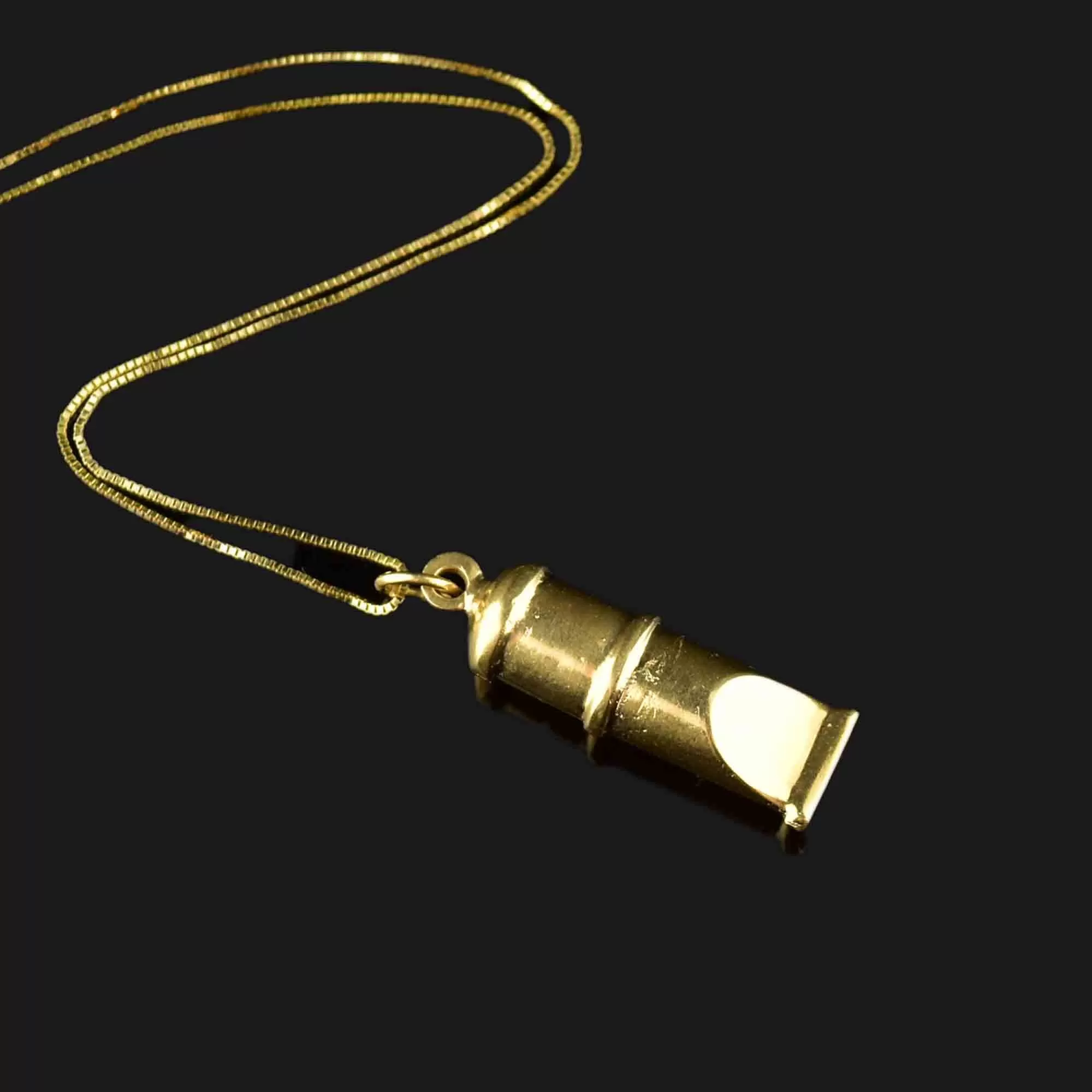 14K Gold Working Whistle Charm Necklace