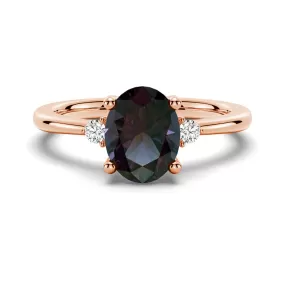 2 CT. Three Stone Oval Alexandrite Engagement Ring