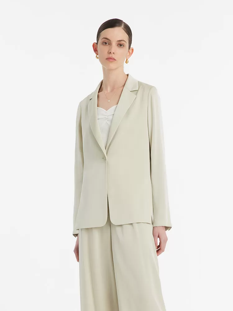 22 Momme Mulberry Silk One-Button Women Blazer With Belt