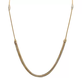 22K Multi Tone Gold Chain W/ Striped Bicone Beads & Draped Link Chains