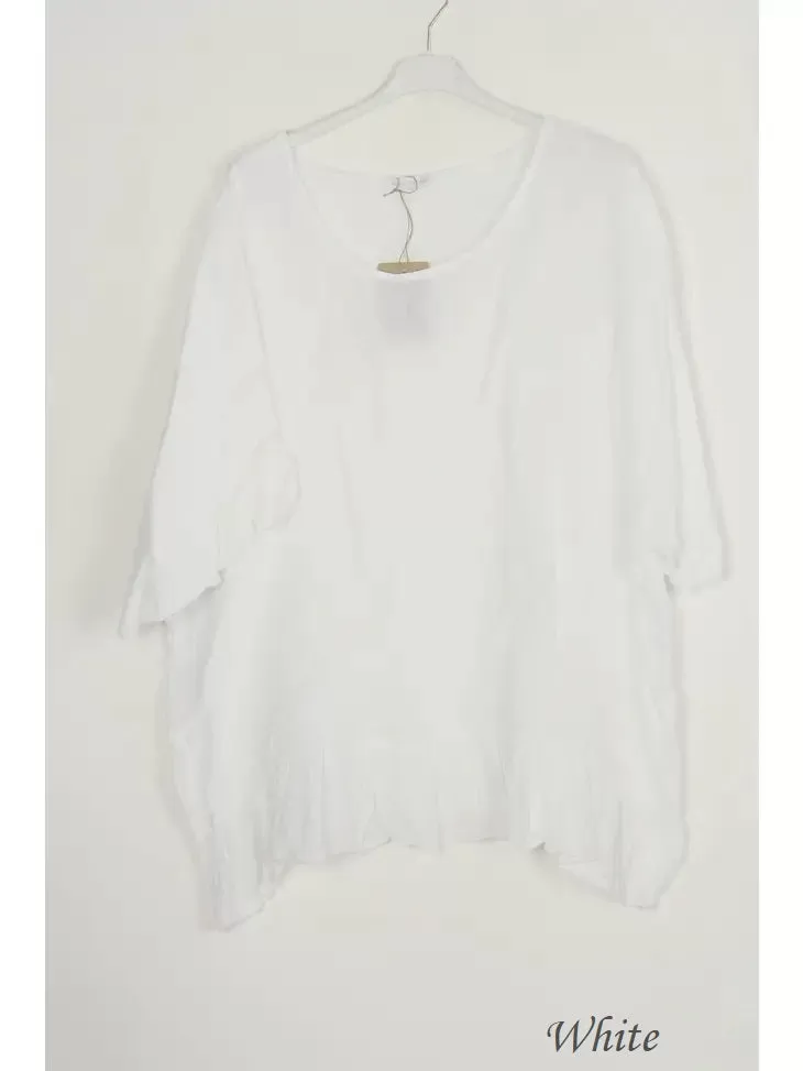 3246 Ruffle Trim & Sleeve Linen Top