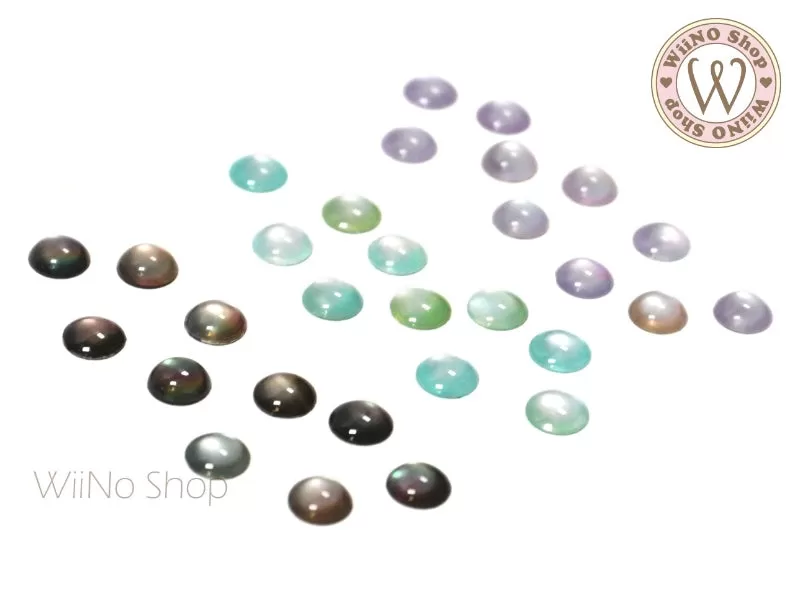 4mm Natural Seashell Round Cabochon - 10 pcs