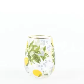 8 OAK LANE | Stemless Wine Glass - Lemon Floral