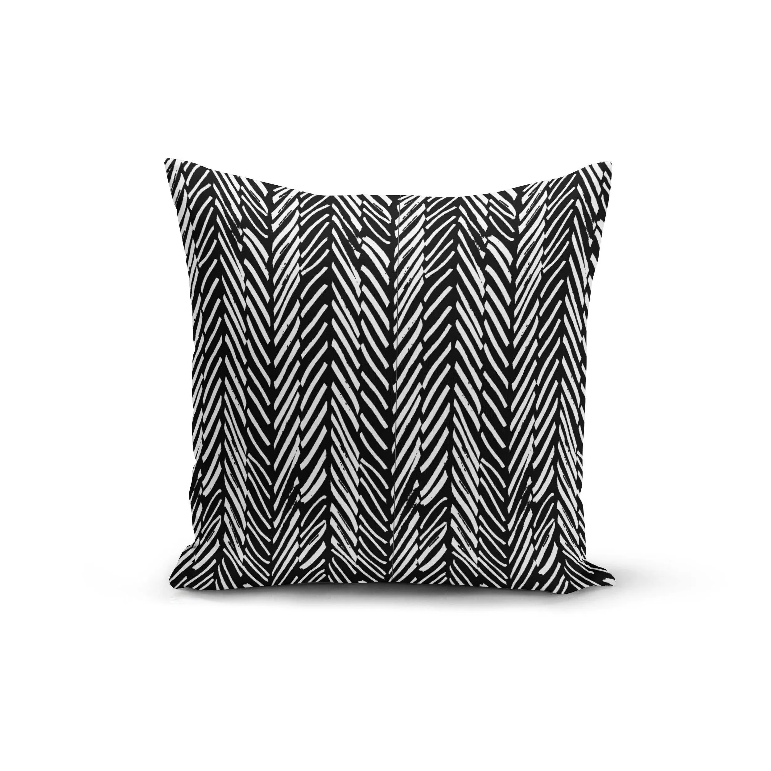 Abstract Lines Black Pillow Cover