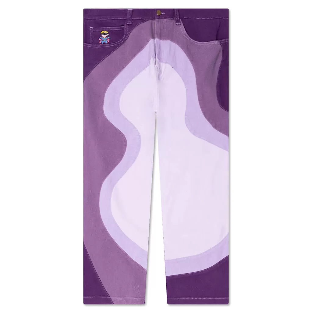 Abstract Wave Pants - Purple