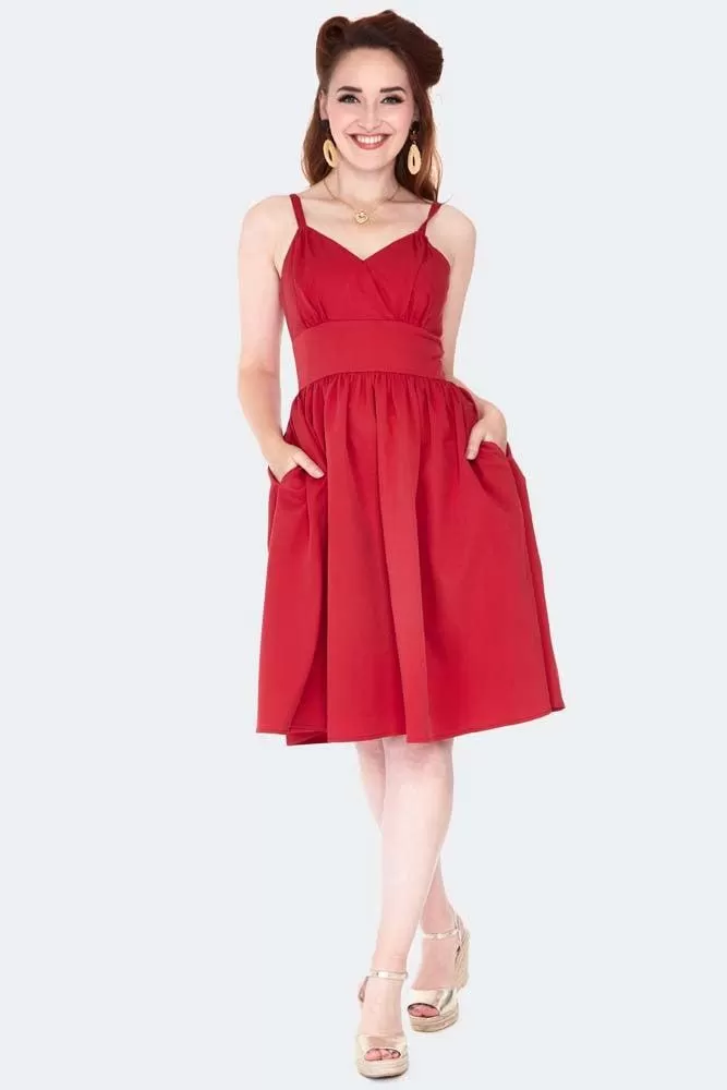 Adjustable Strap Solid Flare Dress