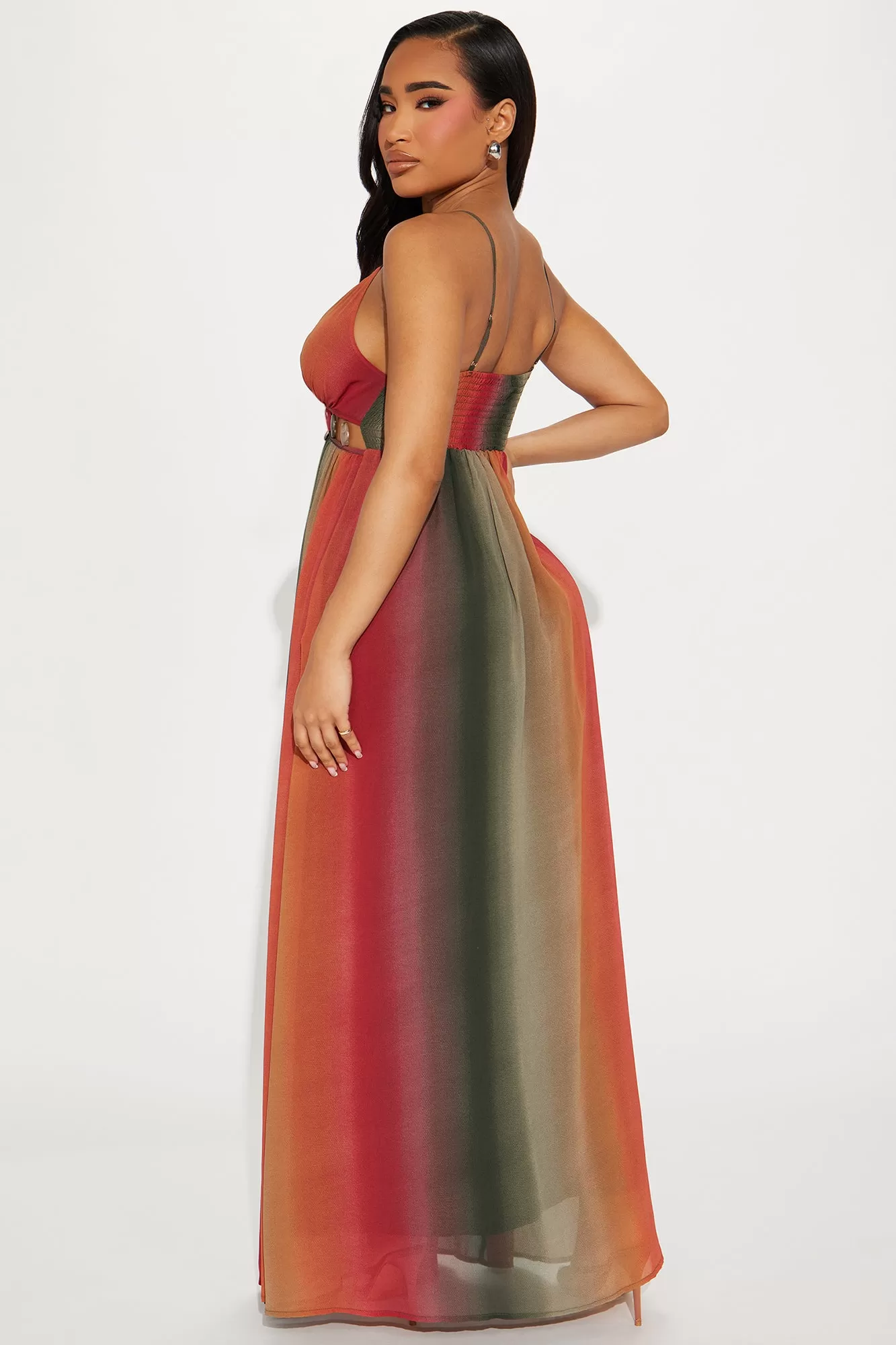 Alison Chiffon Maxi Dress - Rust/combo