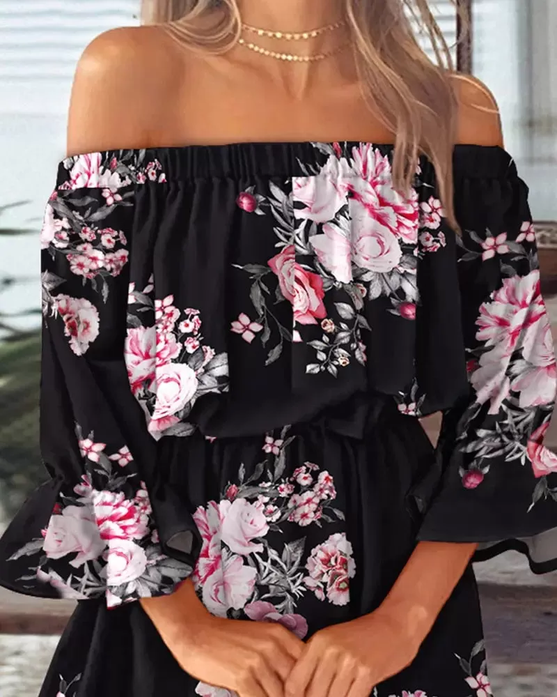 All Summer Long Sexy Off Shoulder Chiffon Beach Dress