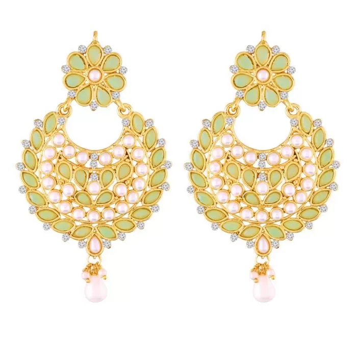 Alloy Chandbali Earrings in Green