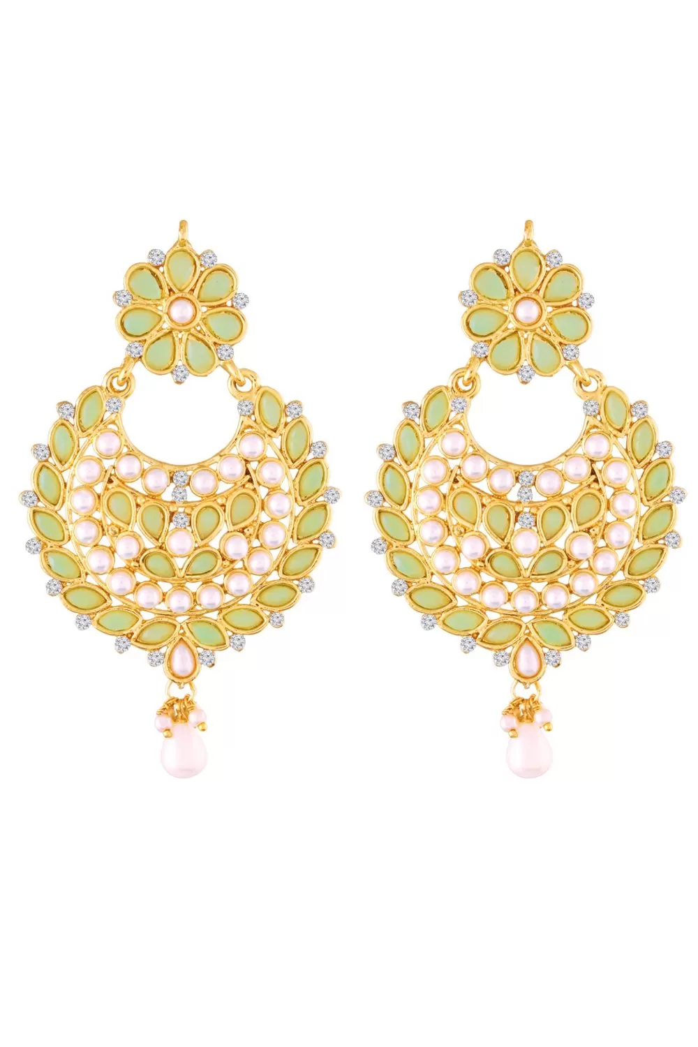 Alloy Chandbali Earrings in Green