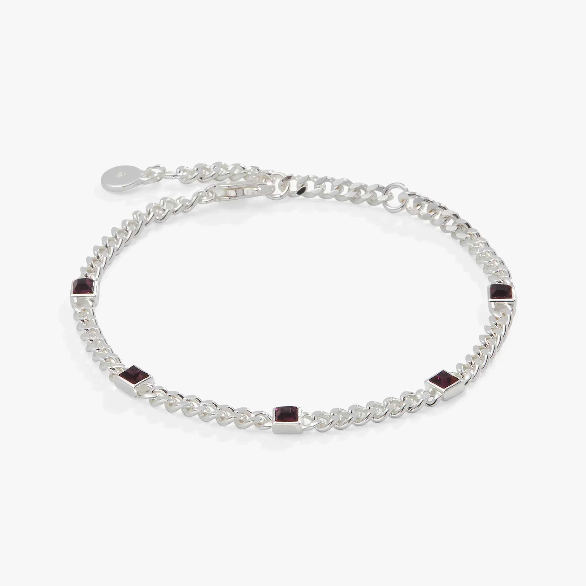 Amethyst Curb Chain Bracelet, February Birthstone