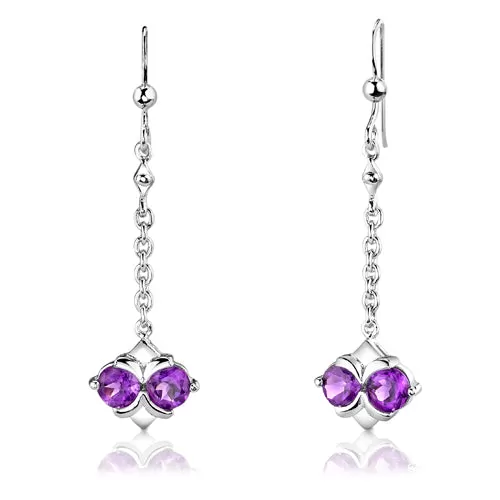 Amethyst Pendant Earrings Set Sterling Silver