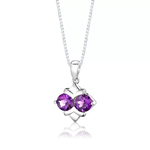 Amethyst Pendant Earrings Set Sterling Silver