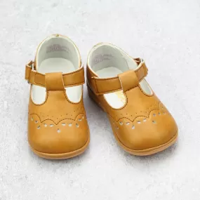 Angel Baby Girls Mustard Golden Yellow T-Strap Mary Janes