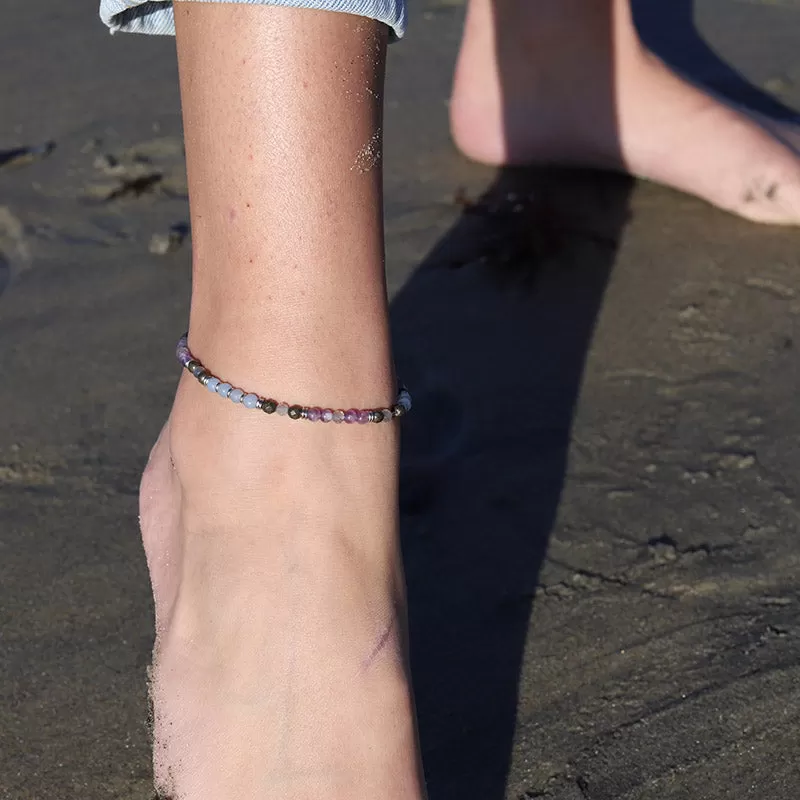 Angelite and Amethyst Delicate Anklet