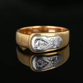 Antique European Cut Diamond Buckle Ring Band in Gold