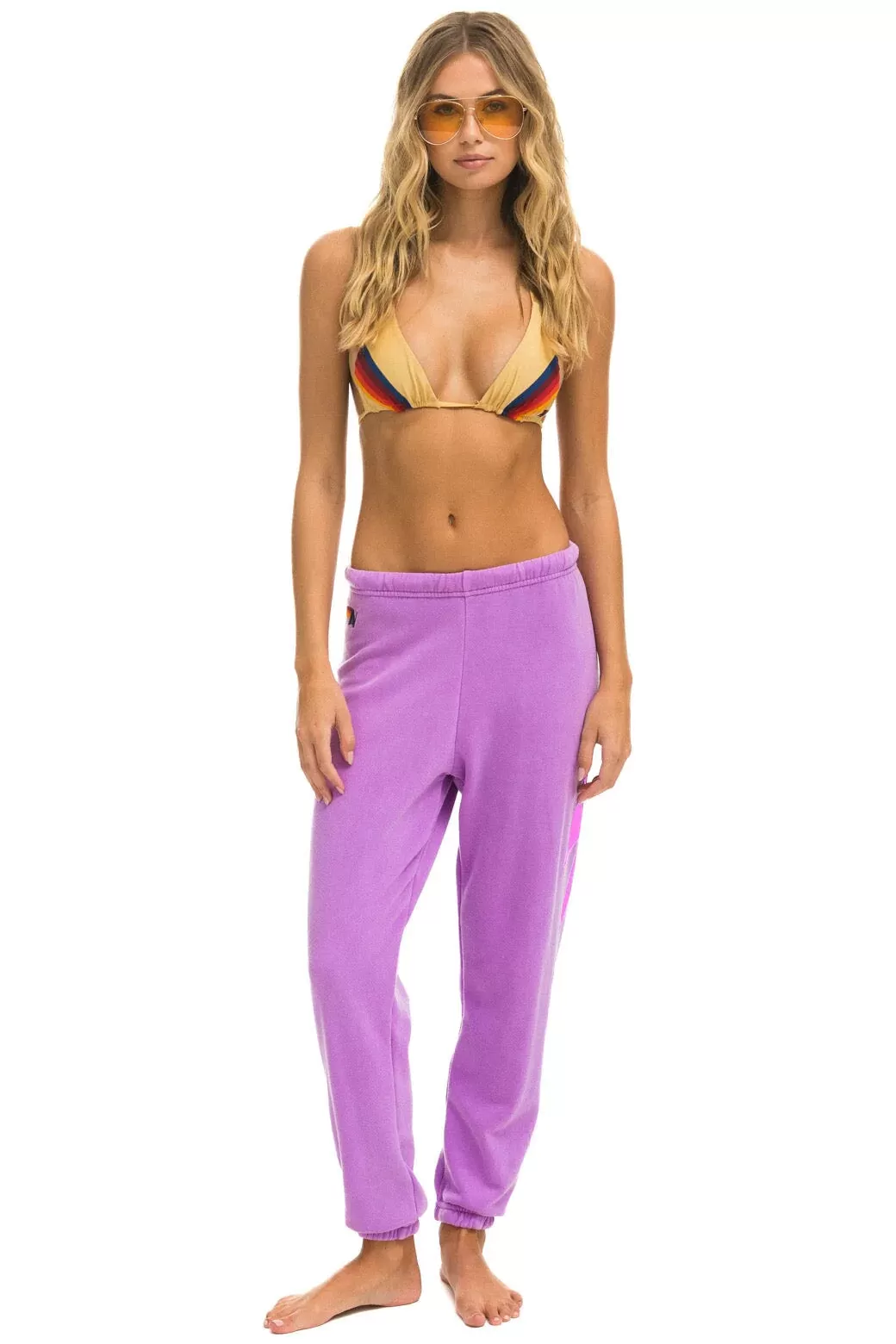 AVIATOR NAtION BOLT SWEATPANTS - NEON PURPLE // NEON PINK