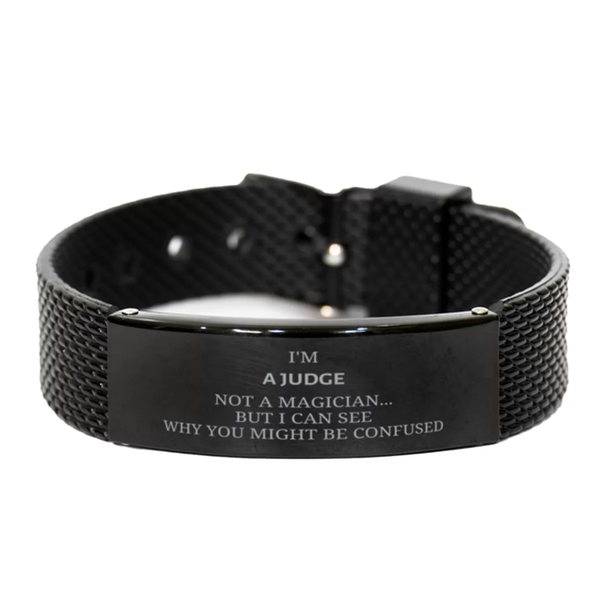 Badass Judge Gifts, I'm Judge not a magician, Sarcastic Black Shark Mesh Bracelet for Judge Birthday Christmas for  Men, Women, Friends, Coworkers