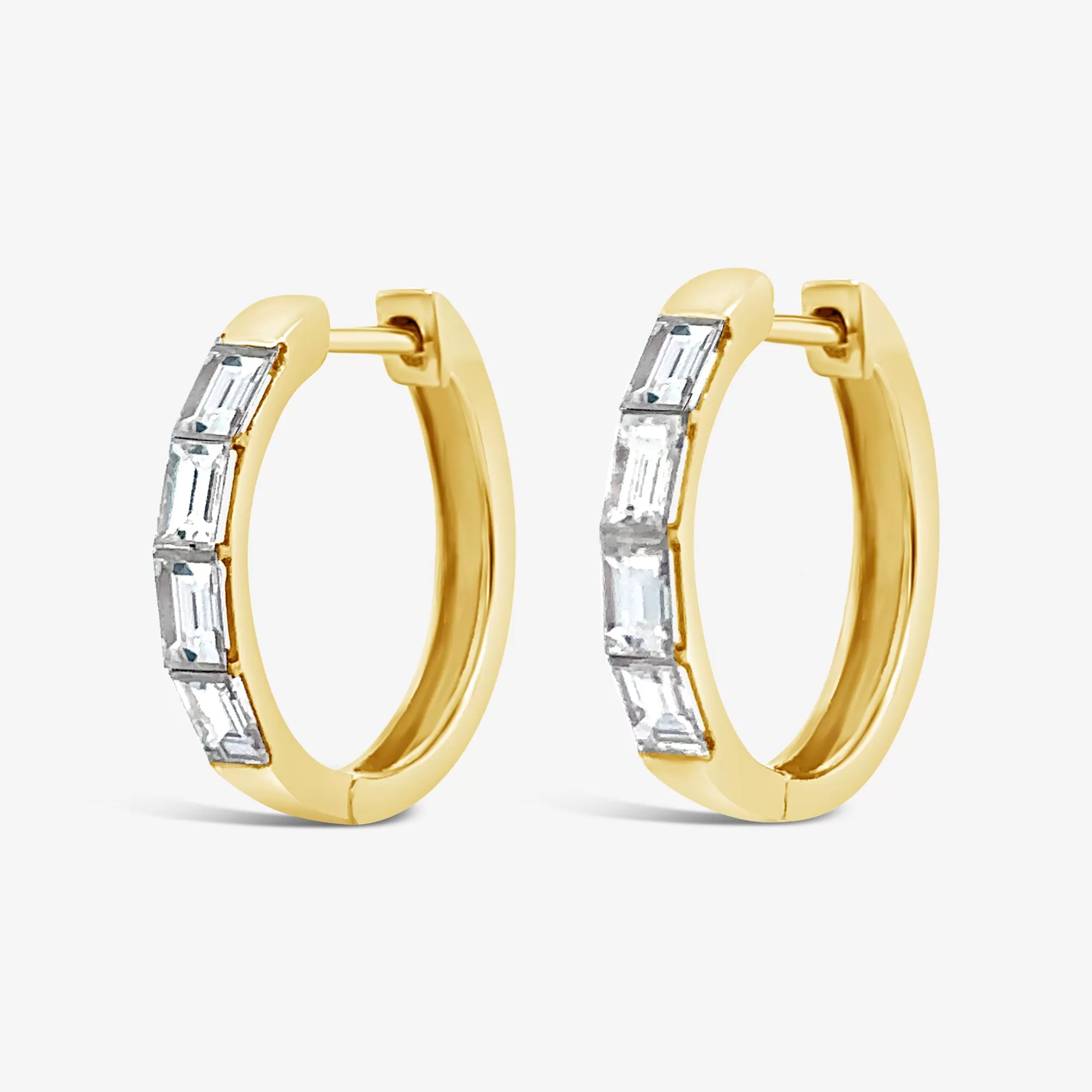 Baguette 0.85CT Diamond Huggie Earrings