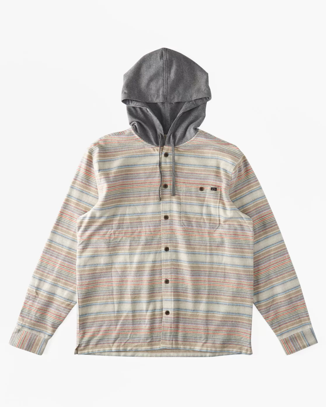 Baja Hooded Long Sleeve Flannel Shirt - Oyster