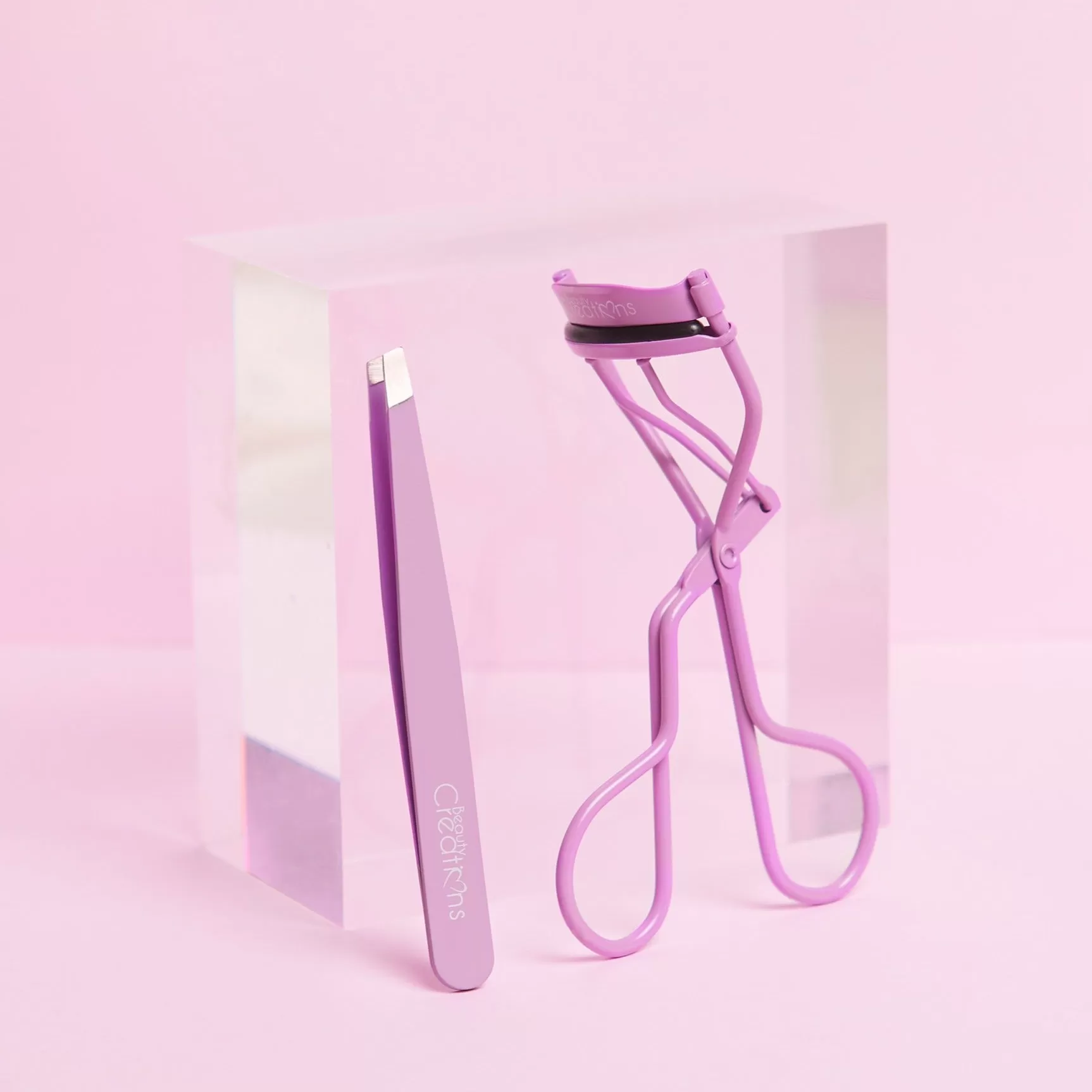 BEAUTYCREATIONS Purple Eyelash Curler and Tweezer Set