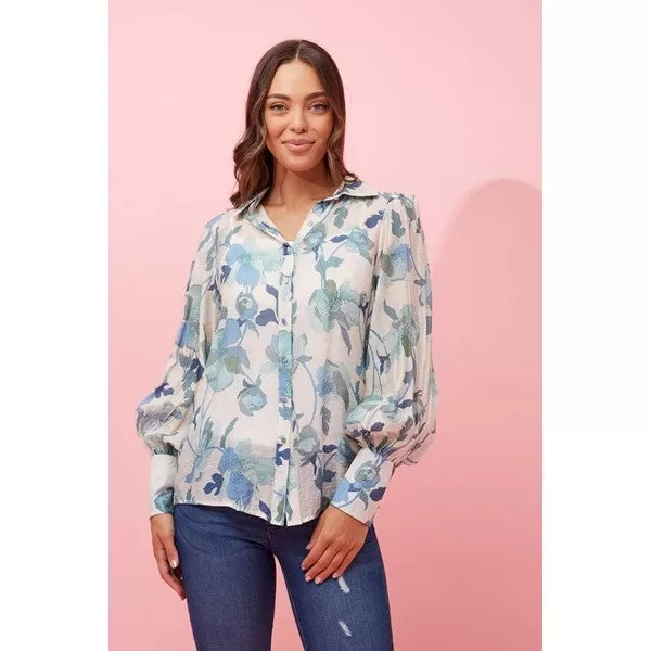 BELLE BALLOON SLEEVE FLORAL SHIRT