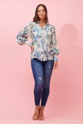 BELLE BALLOON SLEEVE FLORAL SHIRT