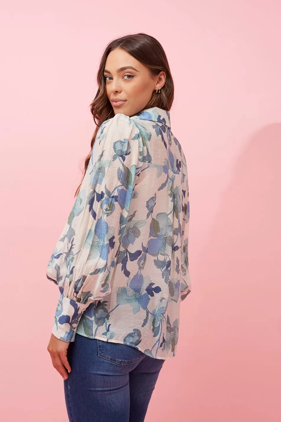 BELLE BALLOON SLEEVE FLORAL SHIRT