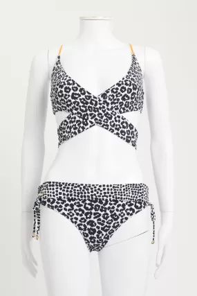 Black & White Leopard Print Preowned Bikini