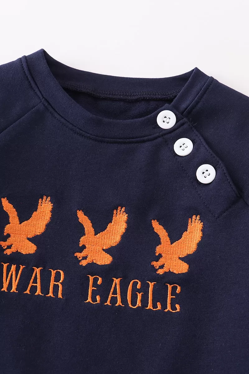 Black Auburn War eagle embroidery boy terry sweatshirt