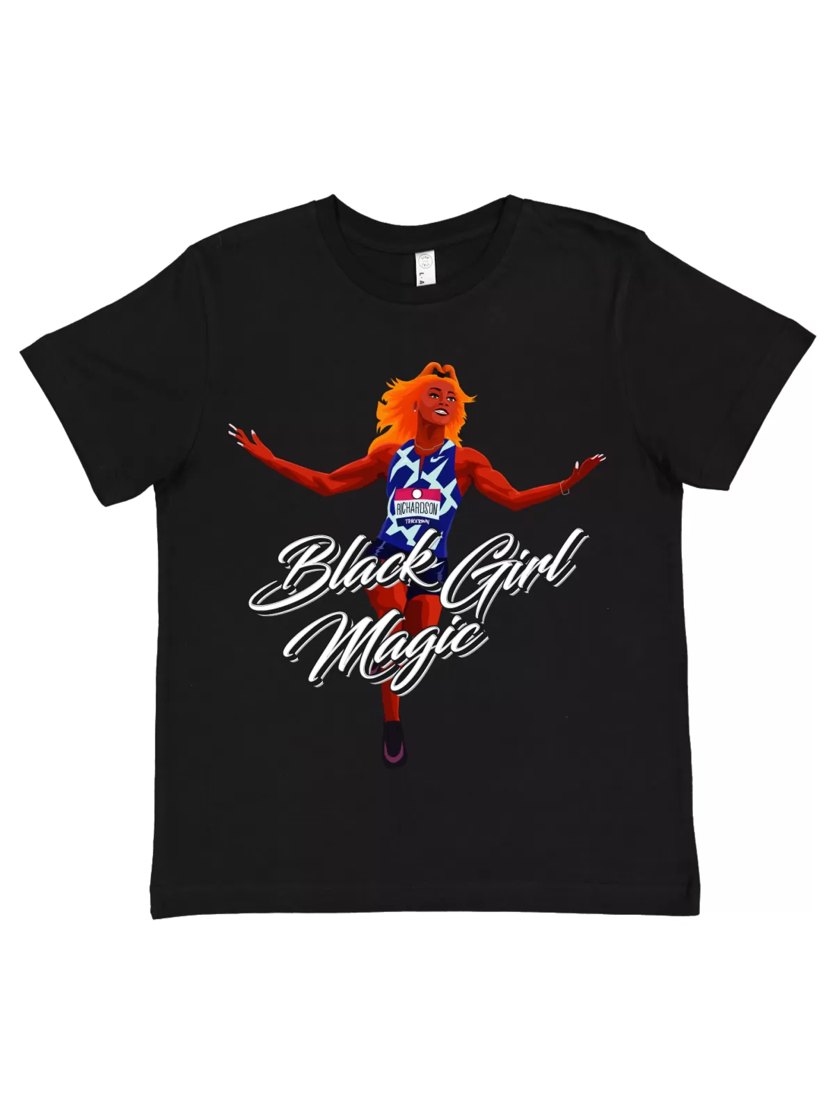 Black Girl Magic Sha'Carri Kids Tee - Heather Gray, White, & Black