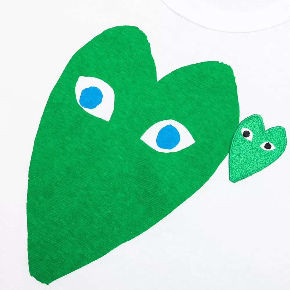 Blue Eyed Green Heart Tee - White