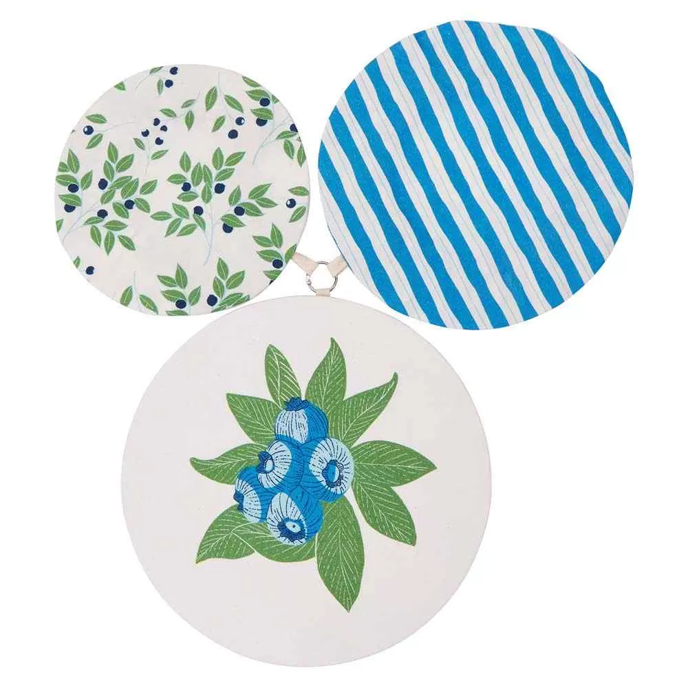 Blueberry Bunch blu Kitchen Food Storage Covers (Set of 3 )