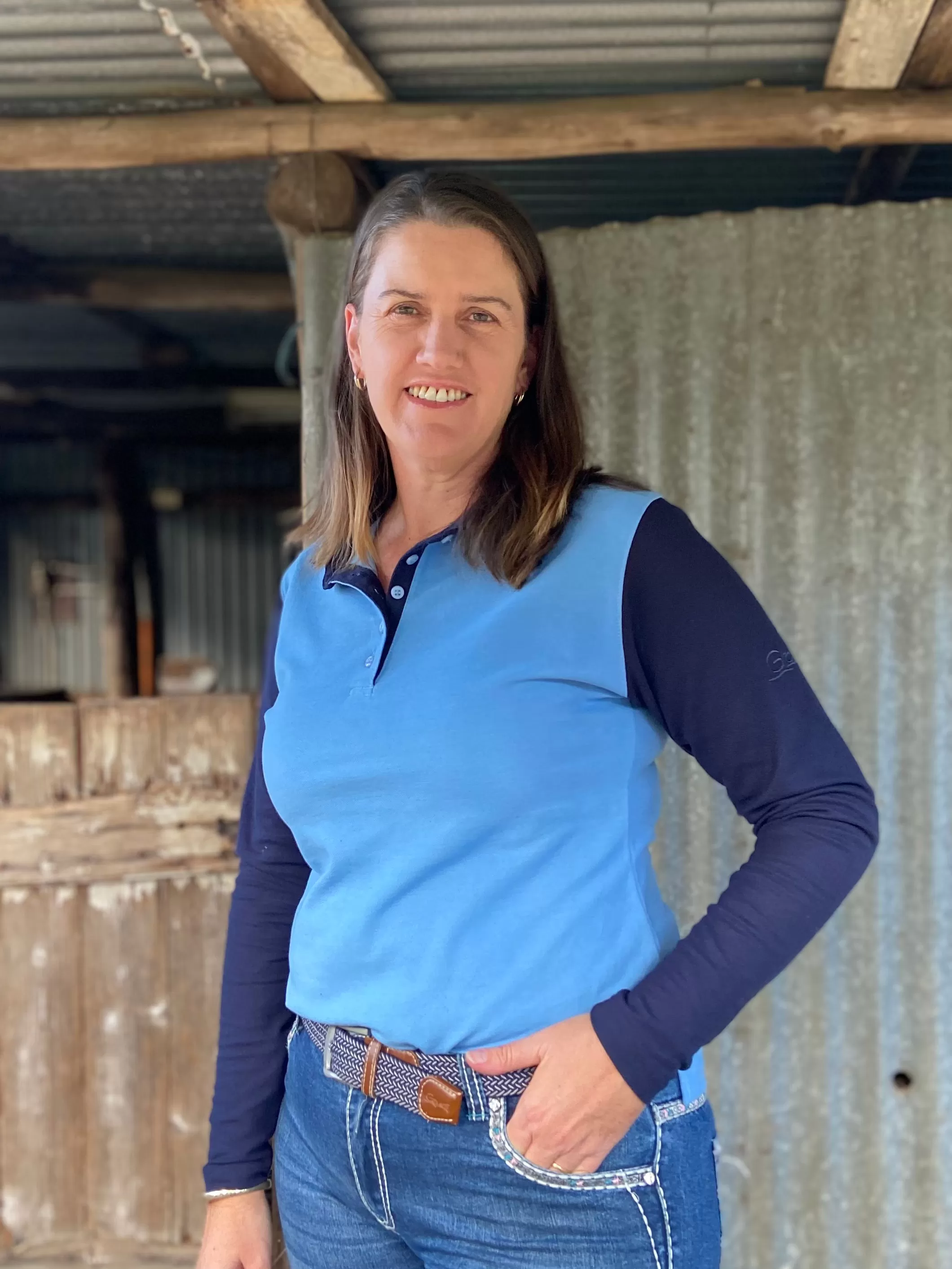 Blue/Navy Long Sleeve Polo Shirt