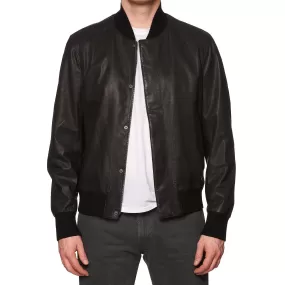 BOTTEGA VENETA Black Sheepskin Leather Bomber Jacket EU 50 NEW US M