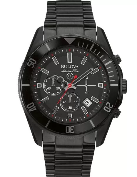 Bulova Mens Chronograph Marine Star - Black on Black  - 100 M Water Resistance