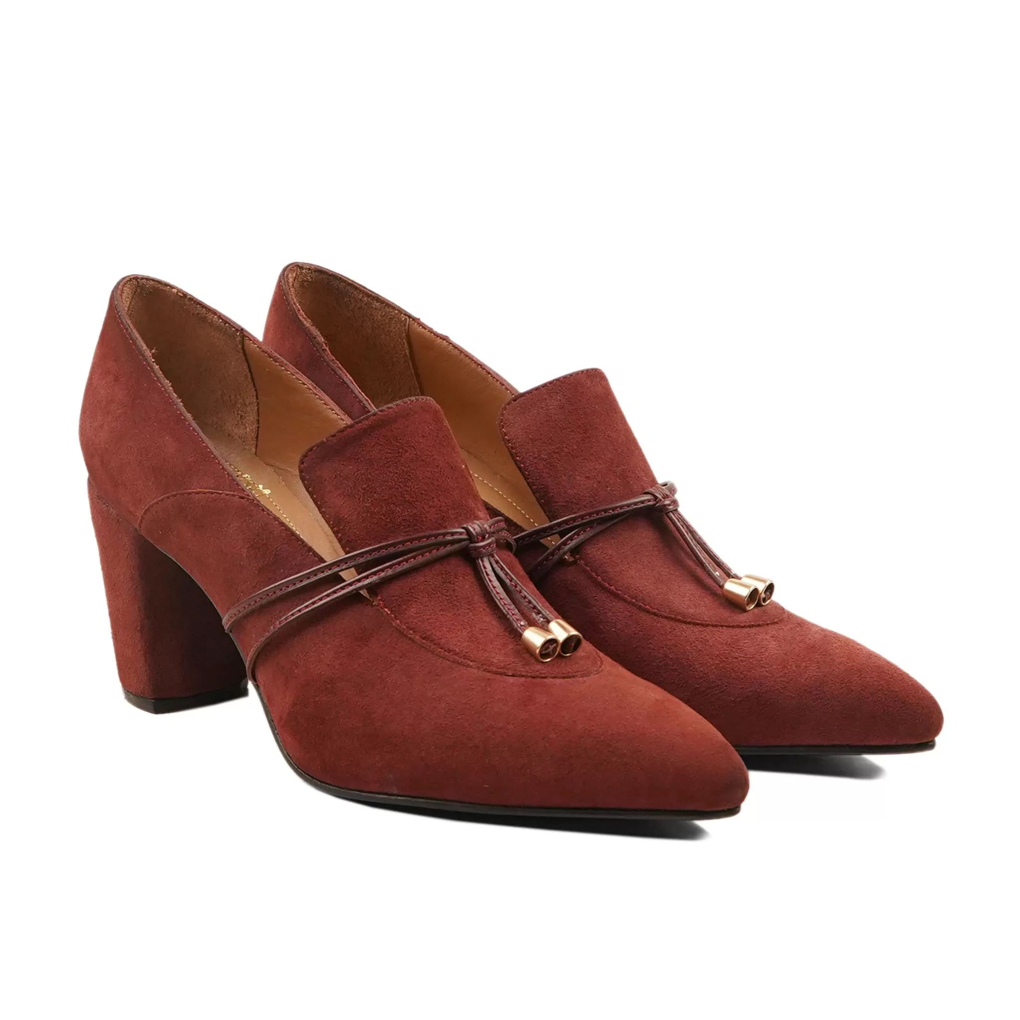 Burbank - Ladies Oxblood Kid Suede Heels