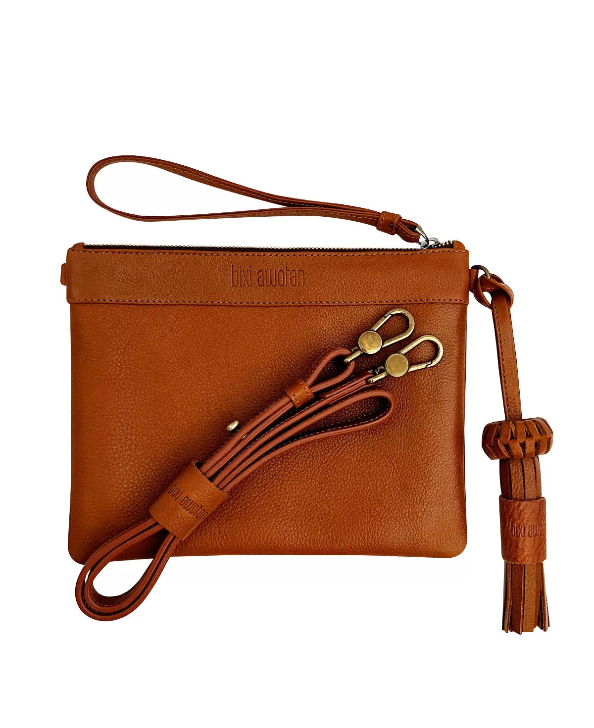 Camila Tan Leather Clutch - Crossbody