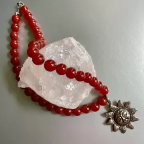 Carnelian Necklace With Sterling Silver Sun