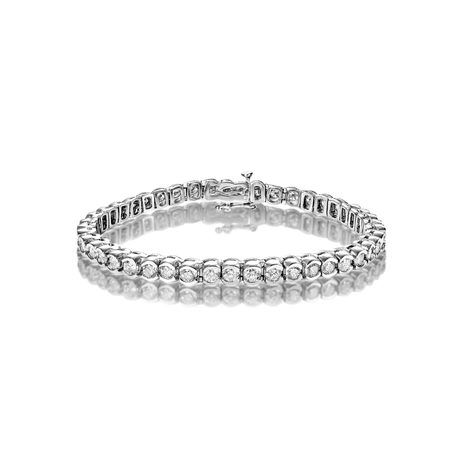 Cecelia 7 Carat Round Brilliant Single Row Diamond Tennis Bracelet in Platinum By Mike Nekta