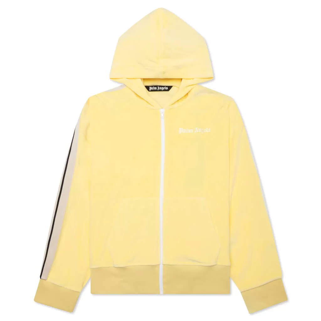 Chenille Zip Hoodie Track Jacket - Yellow/Off White