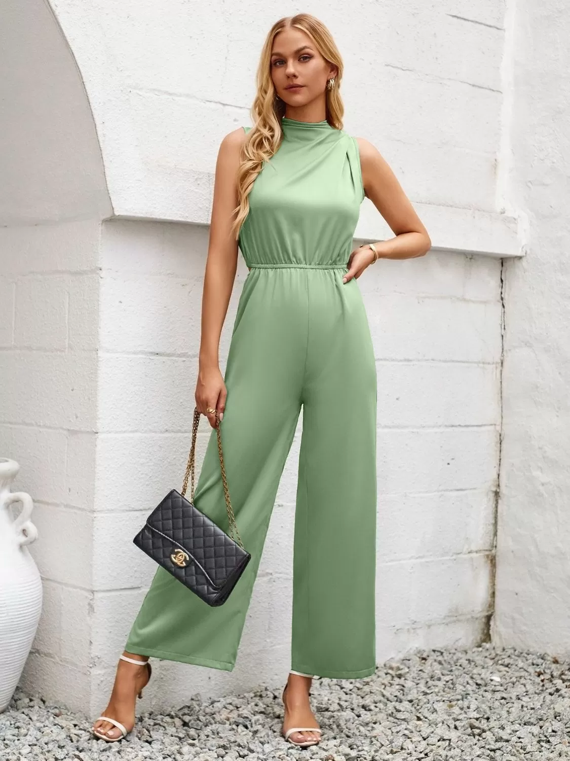 Chic Cutout Tied Wide Leg Sleeveless Jumpsuit for Women - Perfect Summer Fashion, Stylish and Comfortable One-Piece Outfit